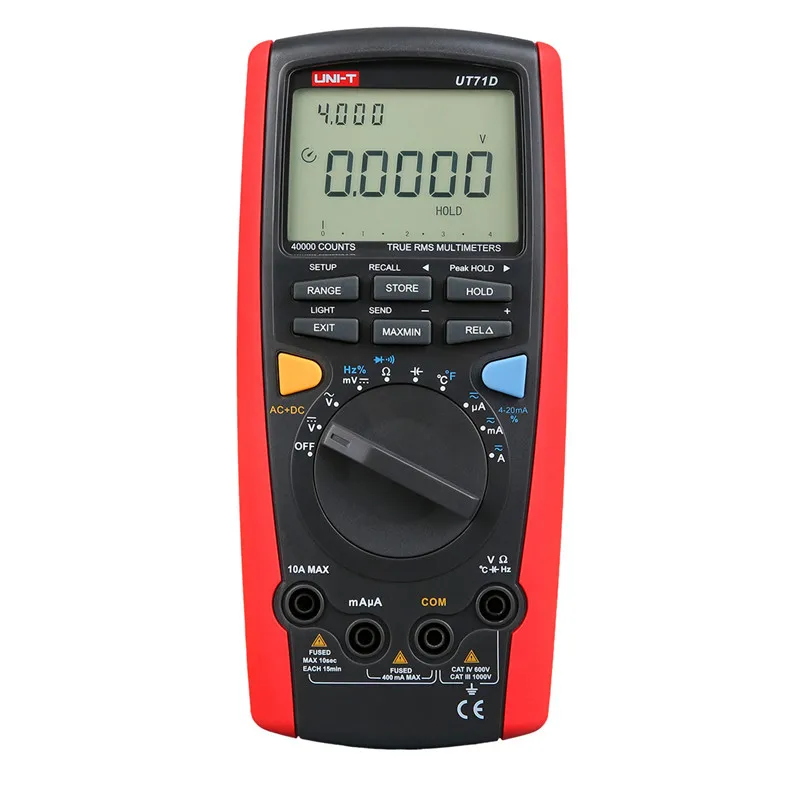 

UNI-T Multimete UT71D Digital Intelligent Multimeter LCD AC DC Volt Amp Ohm Hz Temp MultiMeters Auto Range True RMS Multimeter