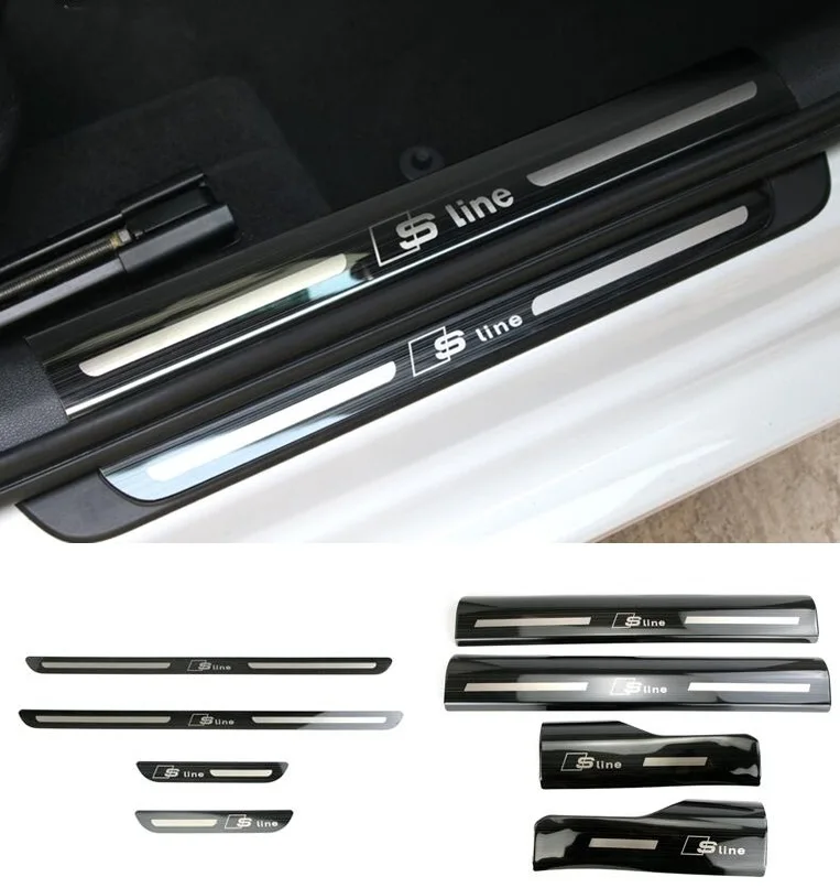 

car real carbon fiber welcome pedal door sill for Audi Q5 2013 2014 2015-2018 Car Sticker Accessories