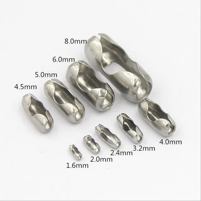 50PCs 2.4/3.2/4/4.5mm Stainless Steel Ball Chain Connector Clasps End