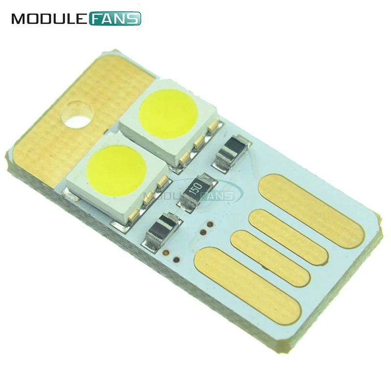 

5PCS Diy Kit Super Mini Double Sided Pluggable USB LED Night Light Power Supply Lamp White