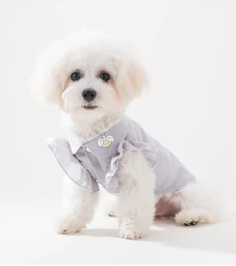 Pet Одежда с принтом в виде собак куртка для собаки щенка рубашка для маленькой собачки платье для девочек, с рисунком кота, одежда пальто пчелы вышивка, Лепестковые рукава собаки любимчика Костюмы жилет