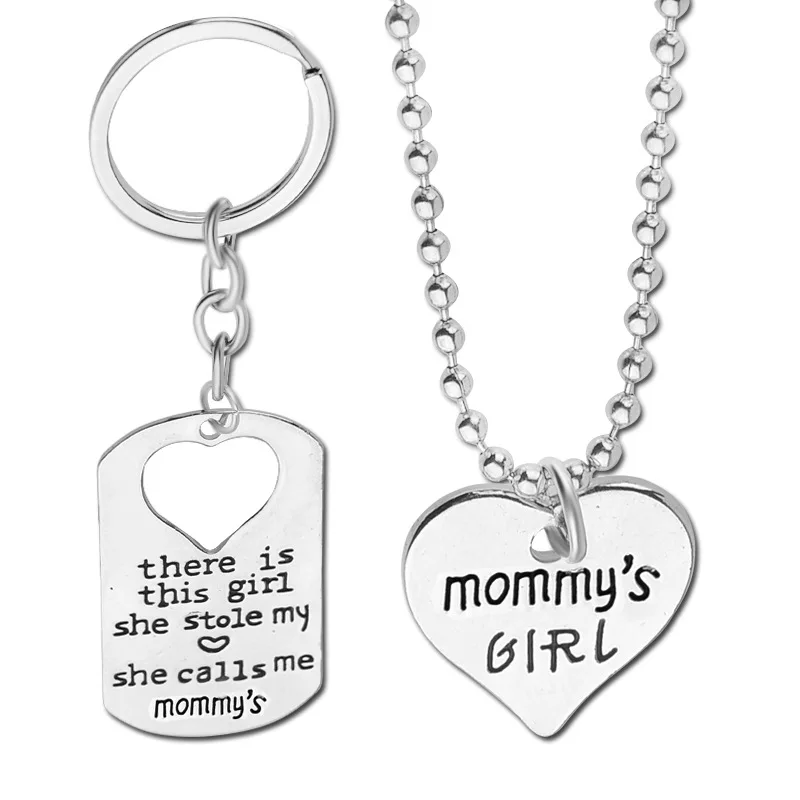 New Arrival Key Chain Pendant Necklace Set Jewelry For Mother Daughter