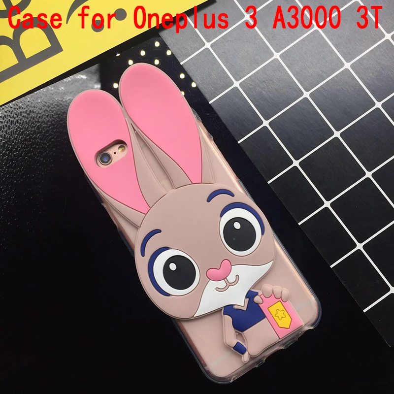 

3D Cute Pink Rabbit Case for Oneplus 3 One Plus Three A3000 3T Soft Silicone TPU Cartoon Back Cover Cases Fundas Coque Capa