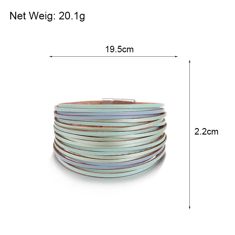 Amorcome Bohemian Leather Bracelets for Women 2019 Fashion Ladies Slim Strips Multilayer Wide Wrap Bracelet Female Jewelry Gift - Image 6