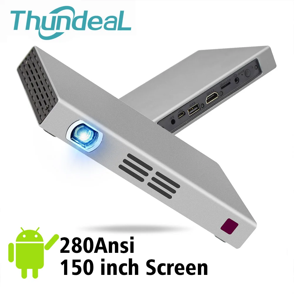 ThundeaL 280 Ansi التجويف DLP العارض الروبوت WIFI بلوتوث بطارية T5 متعاطي المخدرات دعم 2 K 4 K البسيطة LED 3D العارض المسرح المنزلي