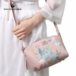 DAVIDJONES женщин сумки crossbody искусственная кожа женские сумки на плечо смарт-леди печати сумочка для девочек бренд сумка Доставка