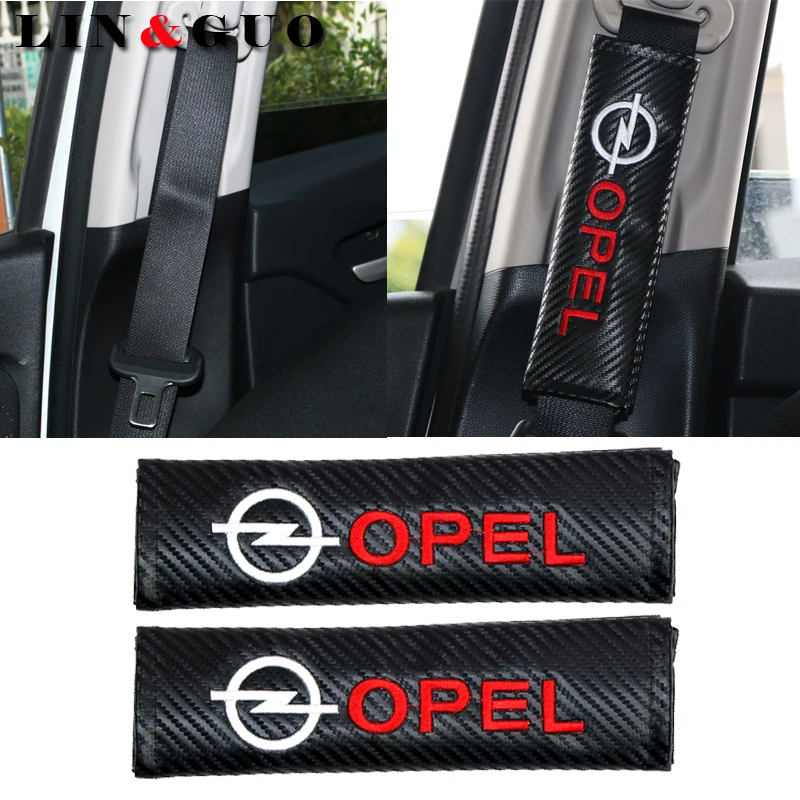 

2PCS Car carbon fiber Safety Belt embroidery pattern covers seat belt case for OPEL Corsa Insignia Astra Antara Meriva Zafira