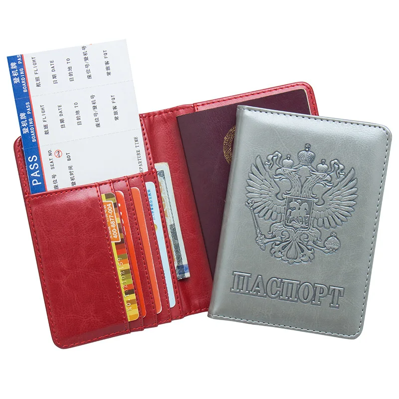 Men Women Rfid Passport Cover Travel Passport Case Russia Travel Document Cover SIM Passport Card Holders