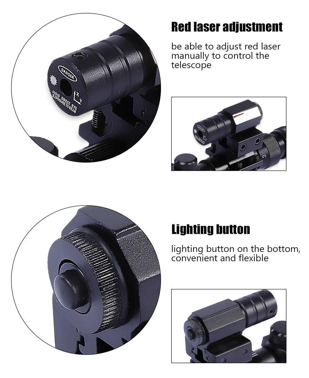 4 x 20 Red Laser Sighting Telescope Kit Sniper Hunting Accessory