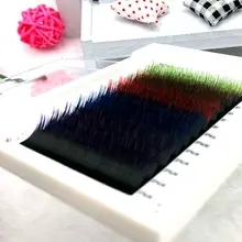 Новинка 0,1 мм накладные ресницы градиентные синий+ фиолетовый+ зеленый+ красный+ коричневый смешанные в один лоток для ресниц индивидуальные цветные накладные ресницы