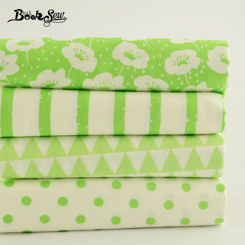 Booksew 100% хлопковая ткань 4 шт ярко зеленый и белый цвет разделочные части набор