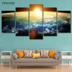 YPHYHD стены Книги по искусству фотографии Home Decor Гостиная HD печатает 5 шт. восходящего солнца над е Книги по искусству h плакат Вселенная