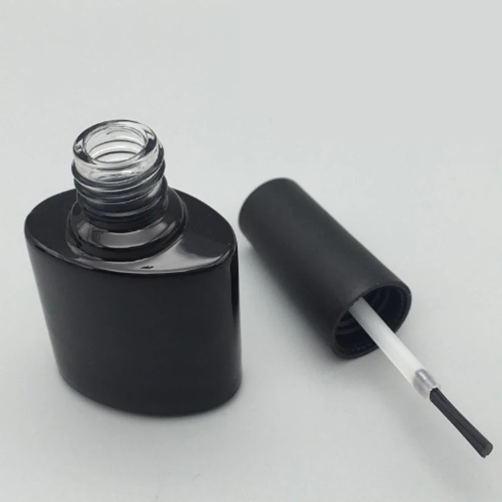 1 шт 10 мл пустой стеклянный контейнер для лака для ногтей косметическая бутылка для хранения лака для макияжа черная прозрачная стеклянная банка с крышкой кисти