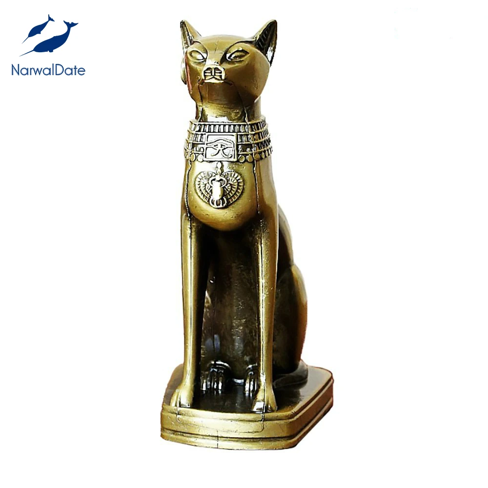 

Handcraft Alloy Egyptian Cat Model Goddess Bastet Statue Desk Table Home Decoration Creative Gifts Bring Joy Wealth Dropshipping