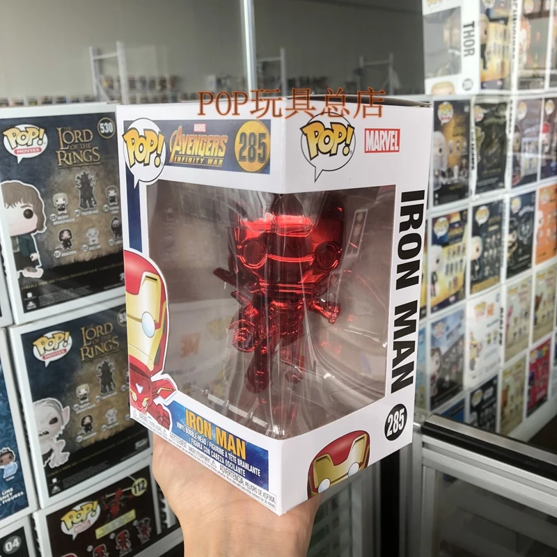 Эксклюзивный Funko pop официальный Мстители: Бесконечность войны-Железный человек(хром красный)#285 Виниловая фигурка Коллекционная модель игрушки