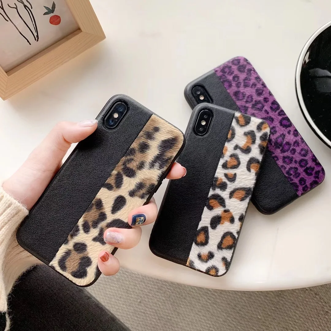 

iSecret Leopard Stitching Phone Case For iphone 7 Case iPhone X Luxury Case Leather Soft Silicon Cover ins Hot Selling Coque