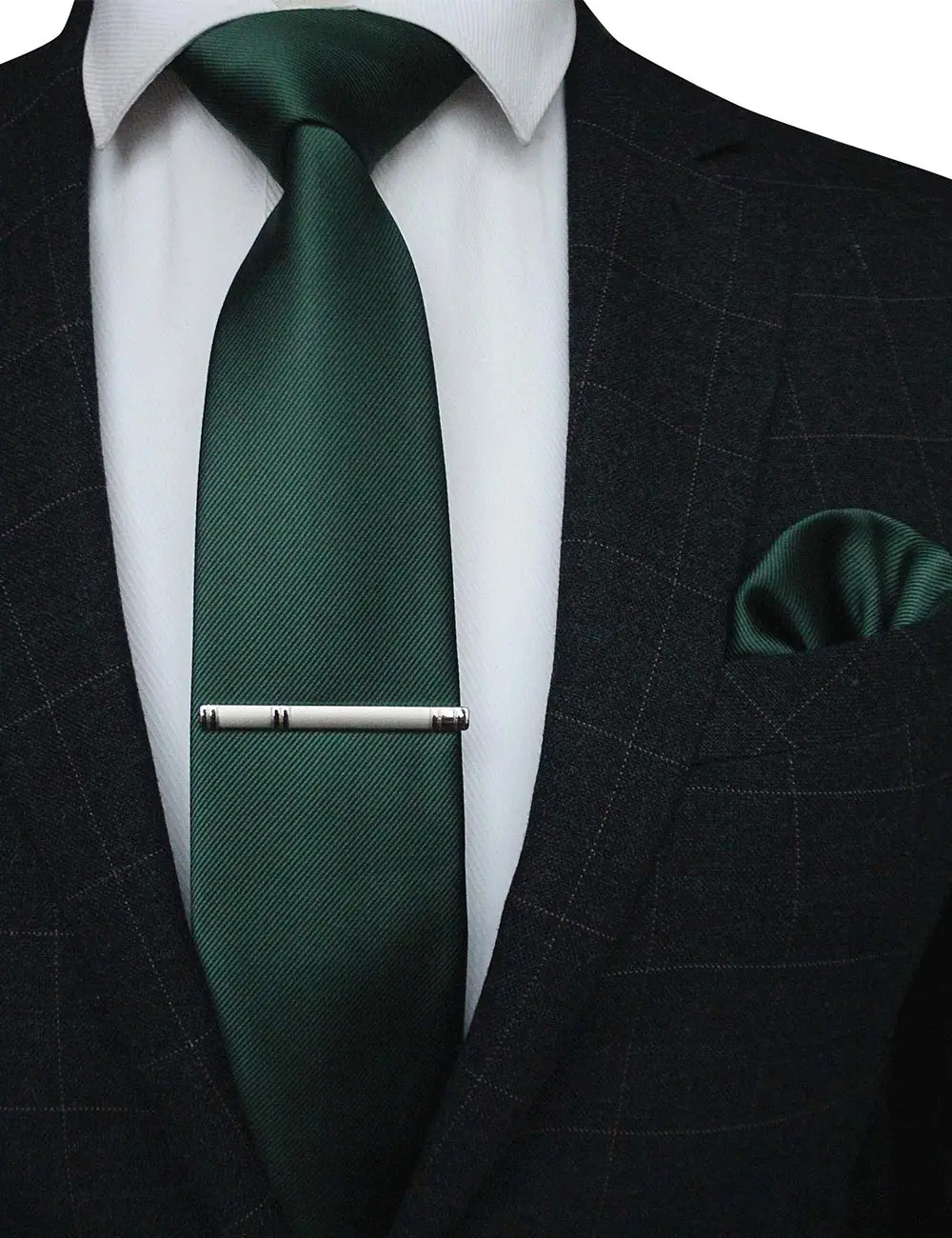 JEMYGINS,,, однотонный, шелковый галстук, мужской, официальный, простой, красный, галстук, карманный, квадратный, носовой, зажим для галстука, набор из 3 предметов, для мужчин, вечерние, свадебные - Цвет: 7