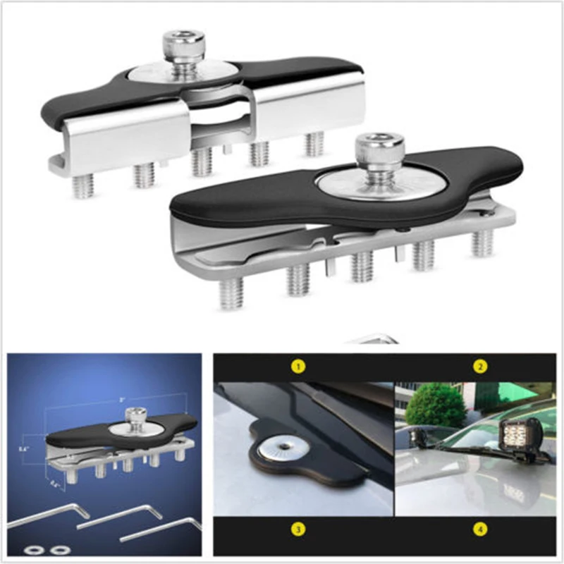 

Do Promotion! 1Pair Universal Hood Mounting Brackets LED Work Light Bars Clamp Holder for Jeep Truck