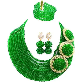 

Wonderful Green Crystal Classic African Necklace Jewelry Sets for Women Engagement 10C-C3PH-06