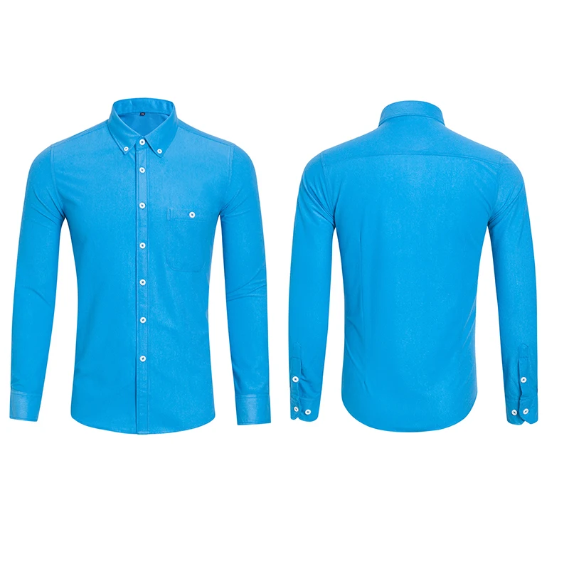Новый Для мужчин Вельвет Повседневная рубашка Slim Fit светская нарядная с длинным