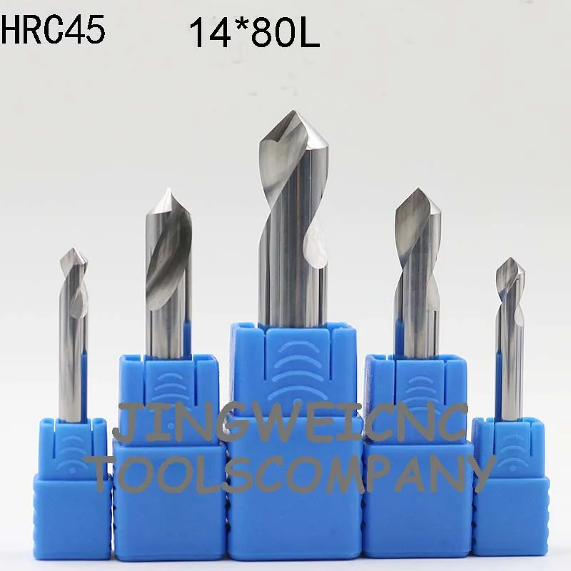 HRC 45 Tungsten Carbide NC Spot Drill countersink drill bit 14*80mm length with 60 and 90degreee