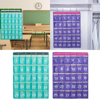 

Behogar 30-Pocket Waterproof Oxford Cloth Cell Phone Hanging Bag Holder Organizer Charts with Hooks for Office School Library