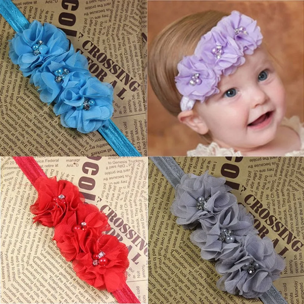 

Handmade Chiffon Flower Design Headband Elastic Hairband Infant Baby Girl Headwear Girls Headbands Hair Styling Supplies