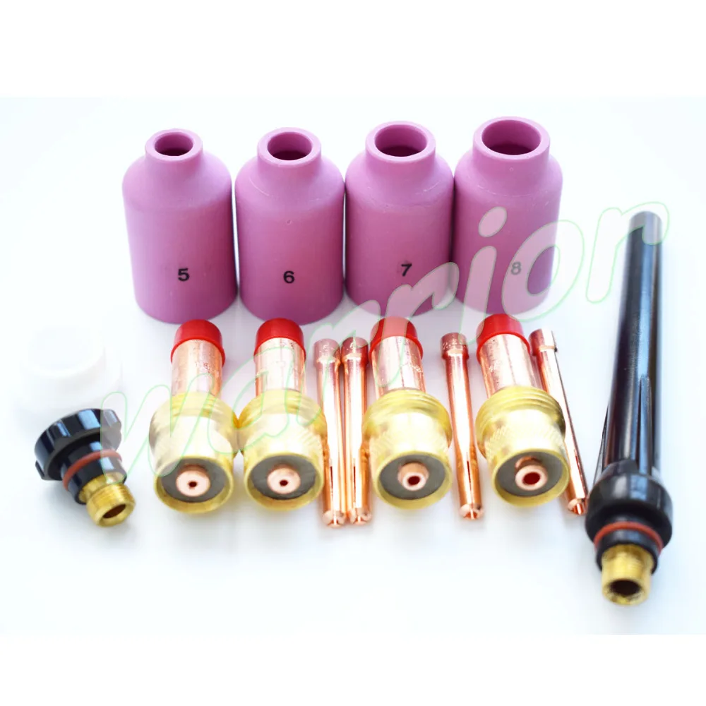

TIG Torch Consumables Accessories KIT TIG Gas Lens Insulator Nozzle Collet Back Cap for WP 17 18 26