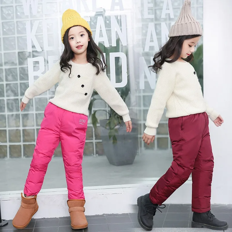 COOTELILI Cotton Girl Boy Winter Pants Cotton Padded Thick Warm Trousers Waterproof Ski Pants Baby Girls Pants Children Clothing (9)