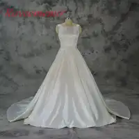 Vestido de Noiva satin wedding dress with pocket classic wedding gown custom made factory wholesale price
