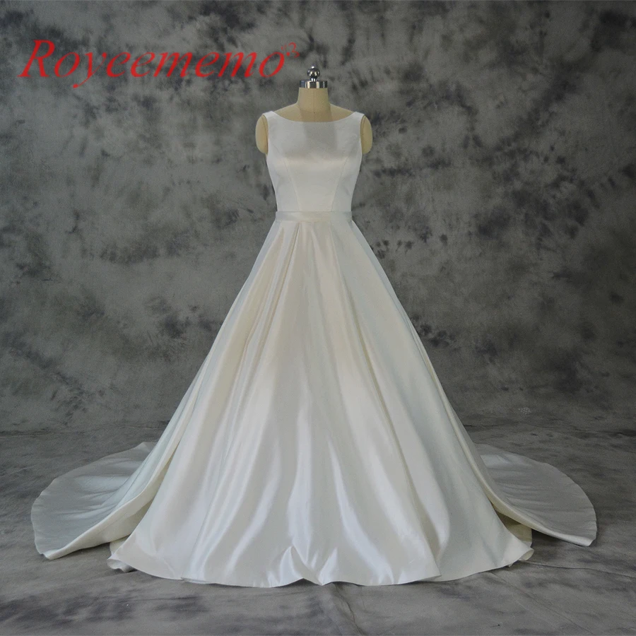 Атласное свадебное платье Vestido de Noiva с карманом классическое изготовленное по