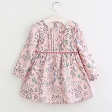 VORO BEVE 2017 nouveau printemps fille vêtements enfants robe imprimé robe pour fille enfants vêtements bouton enfants robes