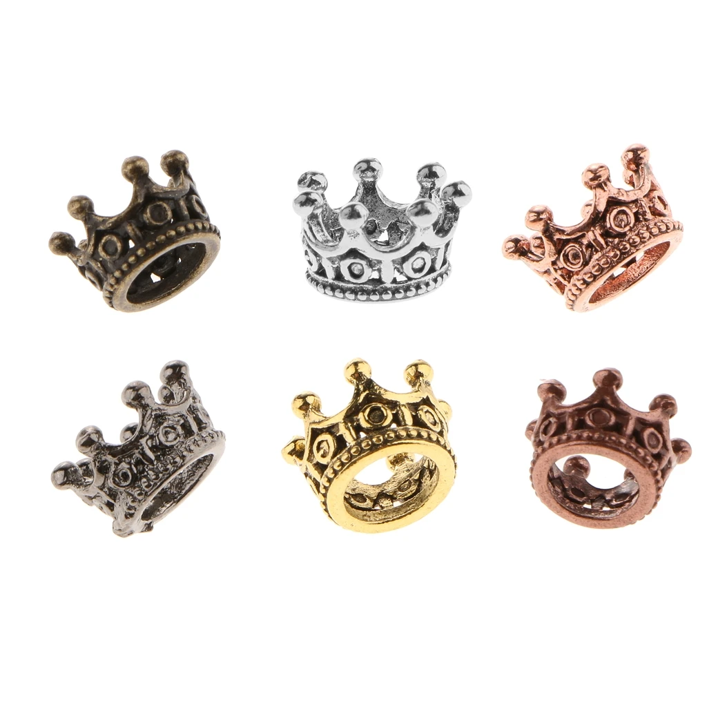 10 Pieces Europe Style Fashion Jewelry Crown Beads Charm Bracelets & Bangles Big Hole European Beads Fits Bead Bracelets 6 X11mm