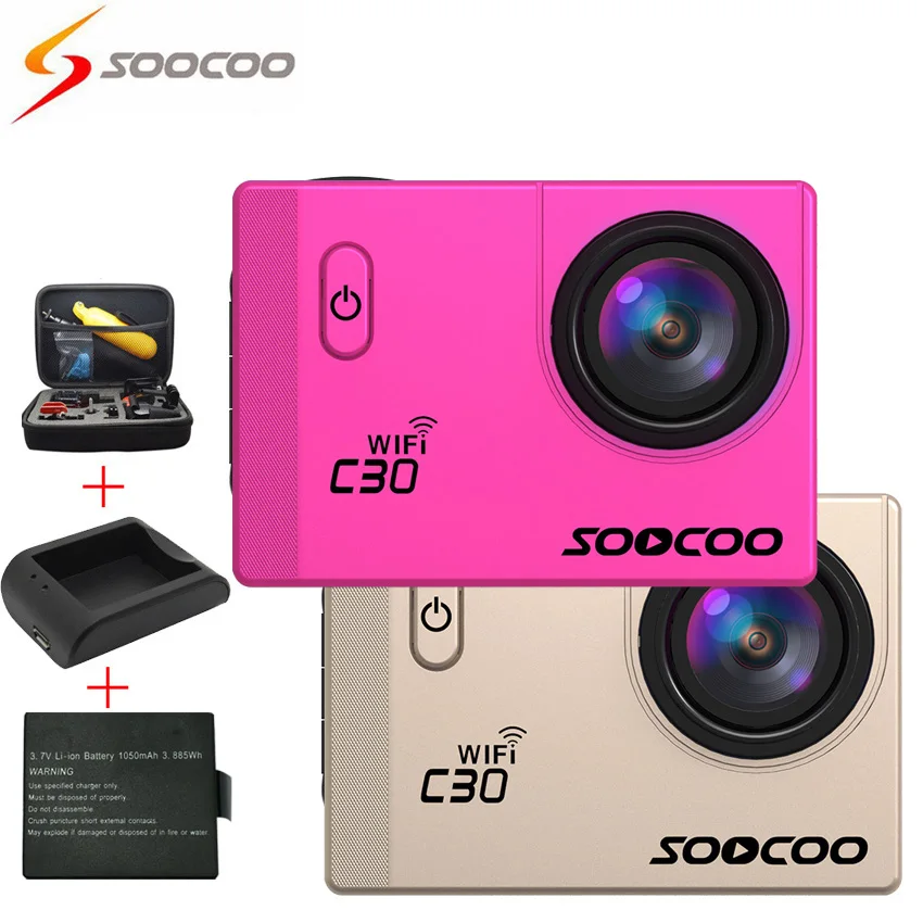  [Battery+Charger+Bag] SOOCOO C30 4K Wifi Action Sport Camera Viewing angles(70-170 Degrees) 2.0 LCD Video Cameras deportiva Cam 