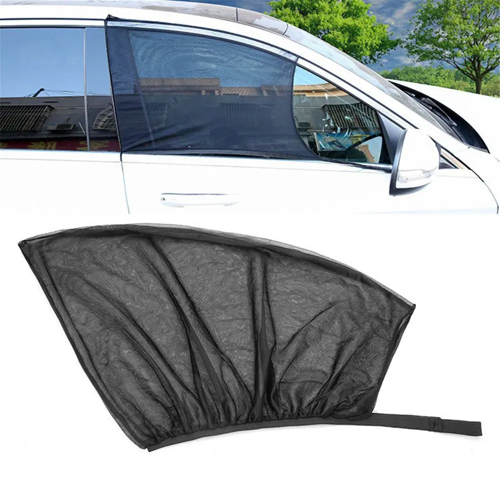 2 Pcs Universal Car Front Door Side Window Sun Shade Summer UV Protection Sunshades Net Mesh Car Curtain