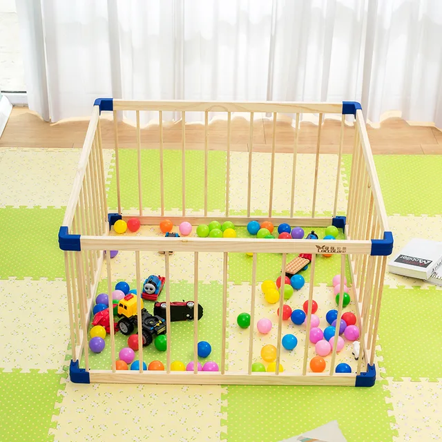 Foldable Baby Playpens Indoor Outdoor Game Fence Solid Wood Children's