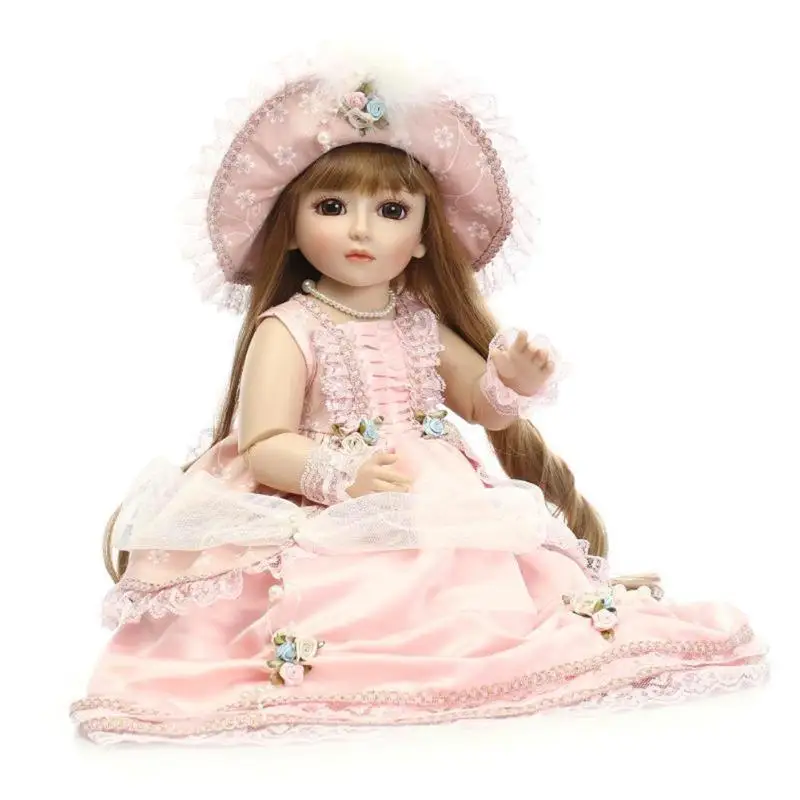 

45cm 3D Cute Lifelike Soft Silicone Reborn Baby Doll Toys Girls Playmate with Princess Dress Baby Gift Kids Toy Fashion Doll
