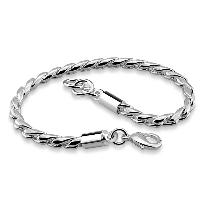 Wholesale Fashion simple 5 mm 20 cm smooth snake chain bracelet men 925