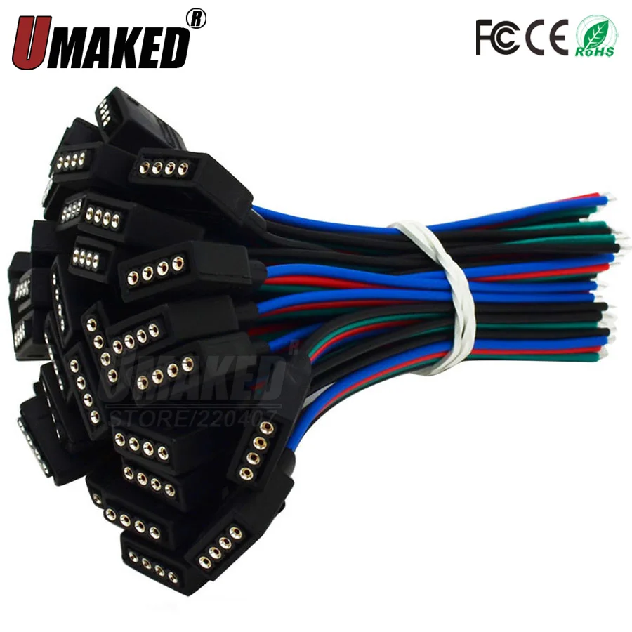 

5pairs JST SM 4 Pins/head Male to Female Plug/Wire Quick Connector for RGB LED Strip, 4pin connector