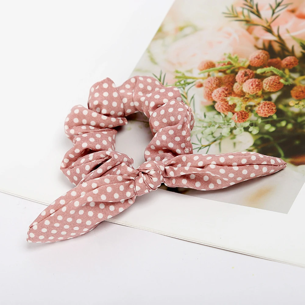 Plaid Girls Women Bunny Ear Hair Scrunchie Knot Bow Hair Band Hair tie Bows Rabbit Ear Elastic Ponytail Holder Bands Hair bow Hairclip Hair Accessories