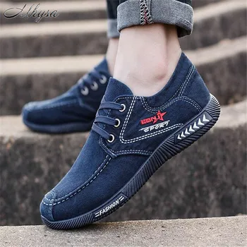 

Mhysa 2019 New spring and autumn fashion canvas men's shoes denim lace men's casual shoes comfortable breathable flat shoes L105