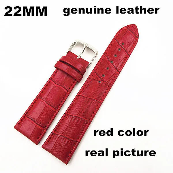 

1PCS High quality 22MM genuine leather Watch band watch strap red color-070707