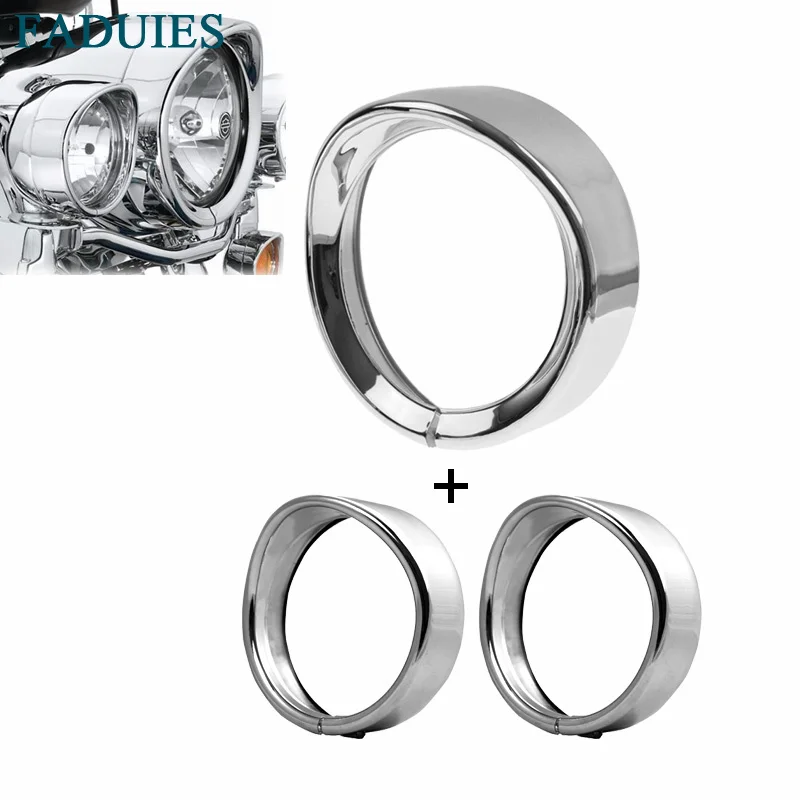 

FADUIES Motorcycle accessories 7" Headlight Trim Ring+ 4.5" LED Auxiliary Light Trim Ring For Harley Tri Glide Ultra FLHTCUTG