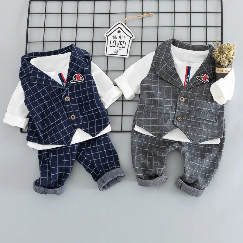 BabyCollege джентльмен одежда Детский деловой костюм Одежда для мальчиков: рубашка+ пиджак+ брюки комплект одежды для малыша дети комплект одежды bebes