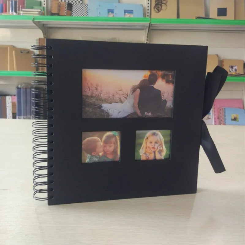 

Creative Three-window Photo Album Multi-window DIY Album Coil Type 10 Size Black Fine Memory Scrapbook Wedding Photo Album