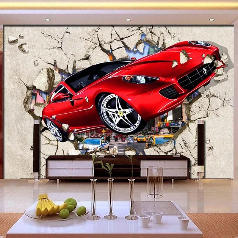 Настенные 3D обои на заказ красные автомобильные фотообои с изображением