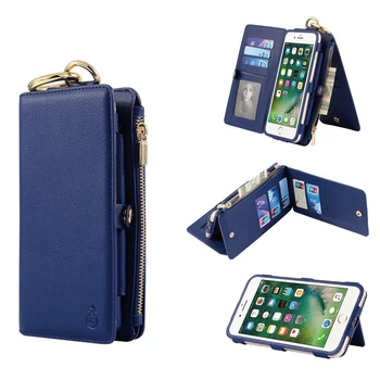 

Multi functional Leather Detachable Zipper Wallet Case For iPhone7 Phone Bag With Hoop Card Holder For iPhone 7Plus 6 6s Plus 5s