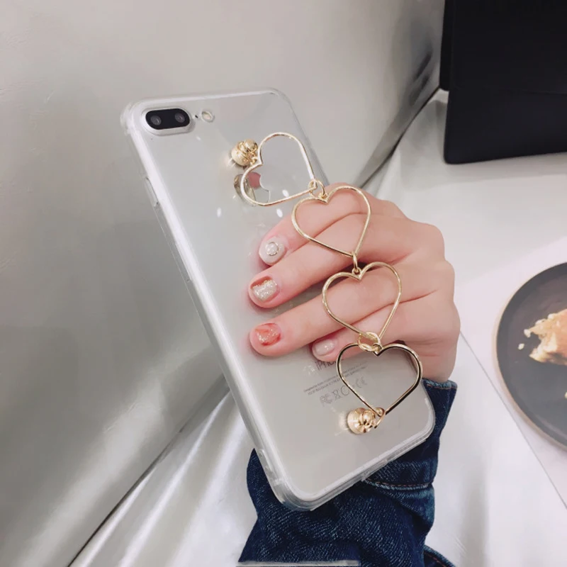 

Fashion Transparent Silicone Case with Hand Chain Grip for iPhone X Xs XR XS MAX 7 8 Plus 7 8 6 6s plus 5 5s Full Cover Shell