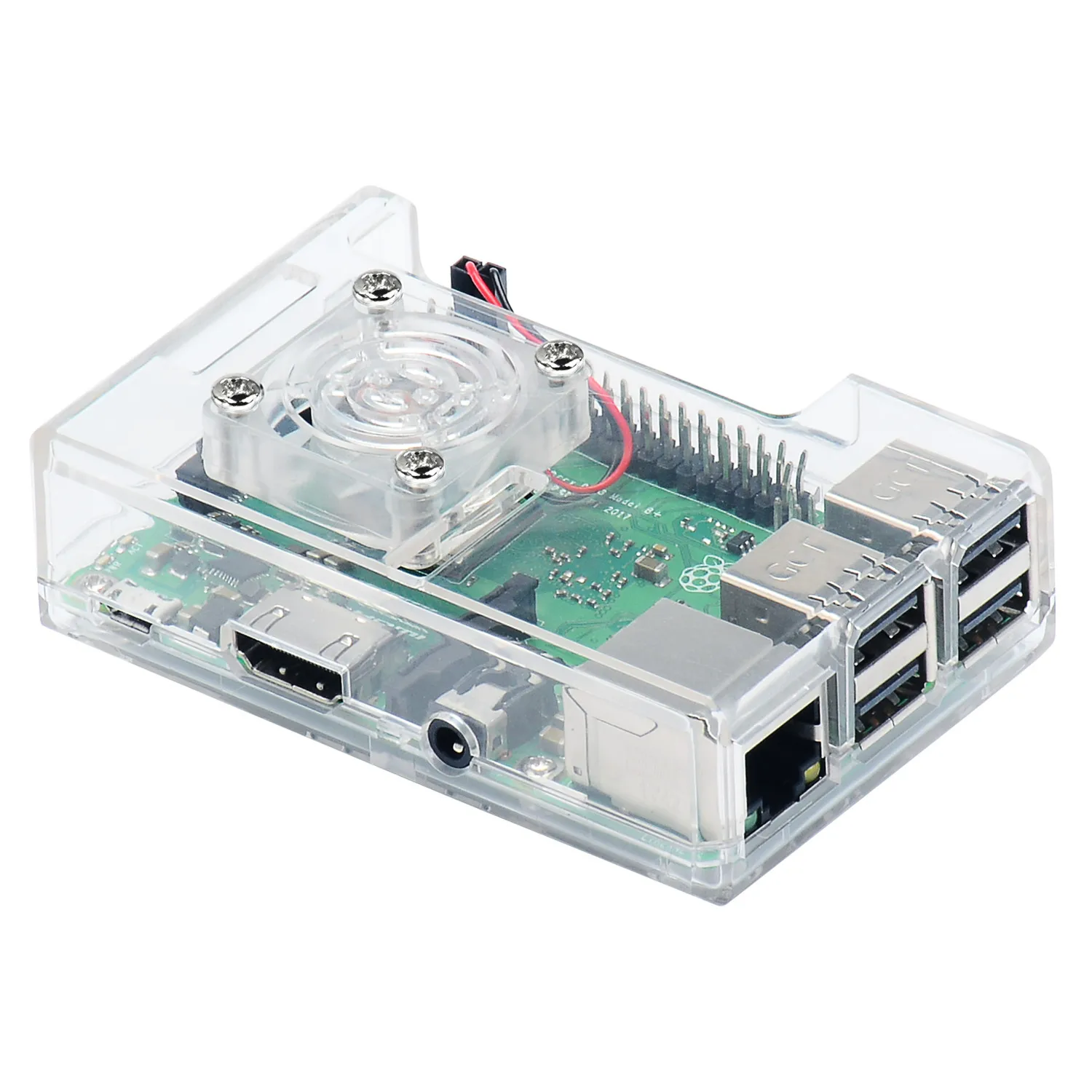 LEORY 1 PC 3-в-1 ABS корпус+ вентилятор охлаждения+ комплект радиатора для Raspberry Pi 3B+/3B/2B