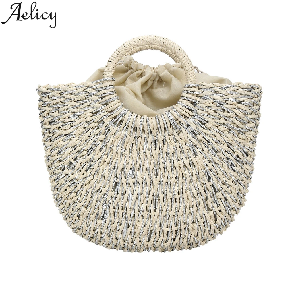 

Aelicy Beach Messenger Bag Lady Crochet Woven Handbag Handmade Japanese Clutch Knit Knit Bohemian Summer
